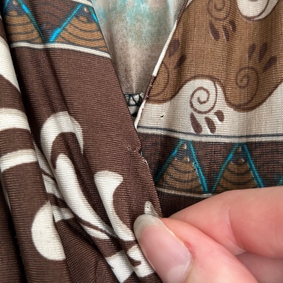 Boho Style Beige Brown Turquoise Blue Maxi Dress Lace Long Flowy Beach Vacation - Picture 16 of 16